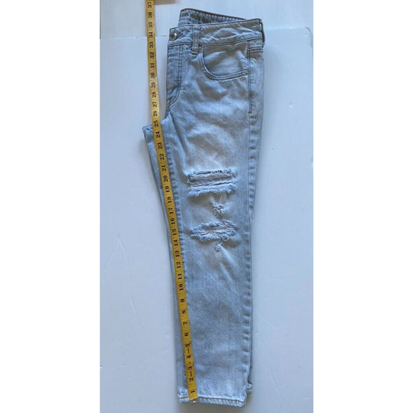 American Eagle Jeans Womens Size 4 Boy Crop Blue Light Wash Button Fly25" Inseam - Picture 11 of 16